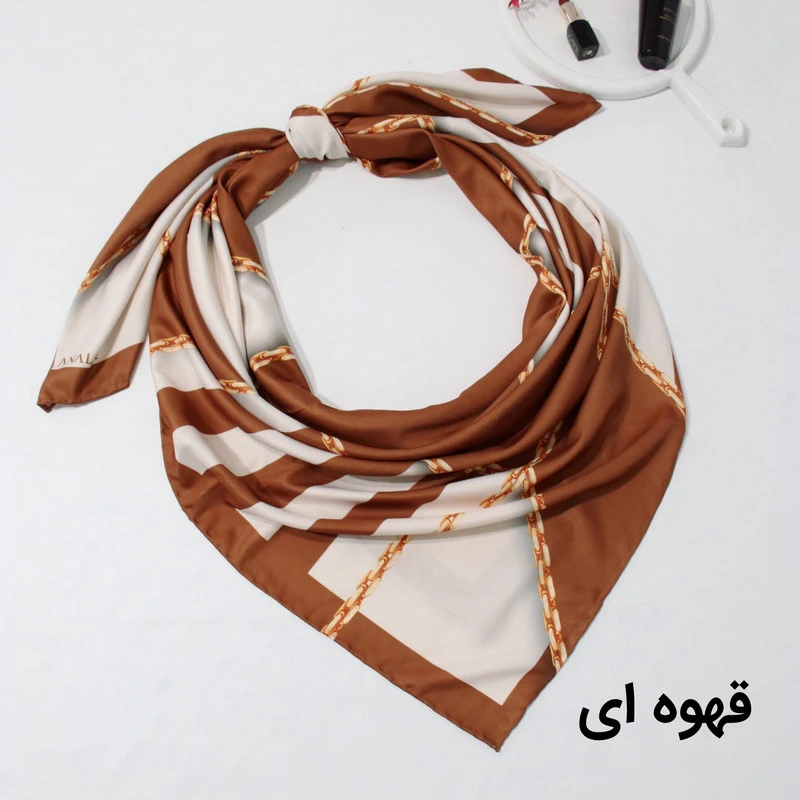 روسری زنانه مدل ابریشم دست دوز طرح زنجیری کلاسیک کد ana-2821